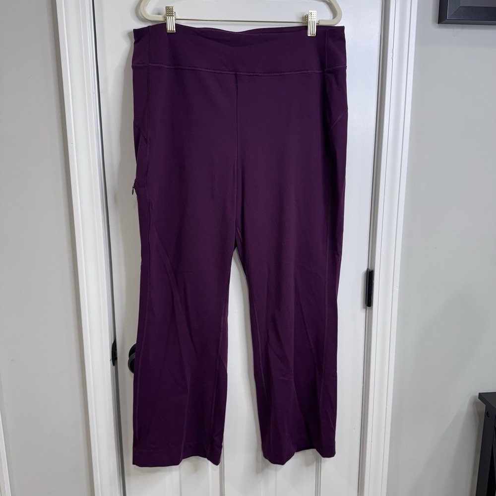 Duluth Trading Flexpedition Pants Womens XL 29 Purple Wide Leg Travel Pocket